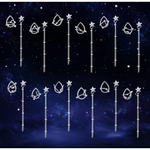 Love 12 Constellation Earrings Star Zodiac Sign Long Tassel Earring Fashion Tiny Accessories Astrology Leo Libra Aries Bronics