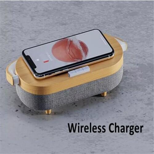 Multifunctional bluetooth speaker, suitable for iphone x wooden wireless charger TWS woofer 10W high power fast charging stand