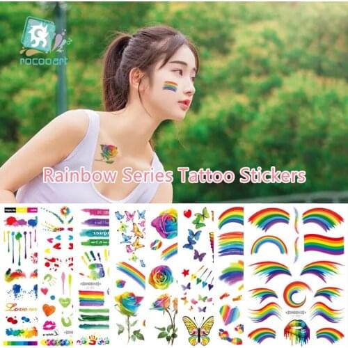 Fashion Rainbow Butterfly Flower Body Art Water Transfer Waterproof Temporary Tattoo Sticker For Women Men Fake Tattoos