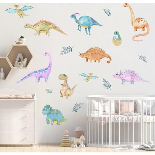 Cartoon Dinosaur Wall Stickers for Kids rooms Nursery Wall Decor Children Baby Bedroom Decorative Wall Decals Home Decor Sticker