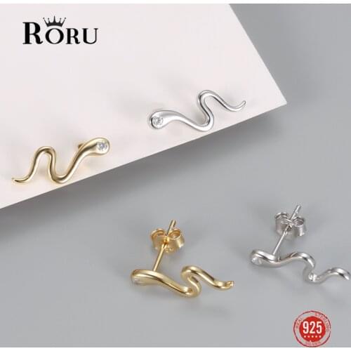 Punk 925 Sterling Silver Small Stud Earrings for Women Fashion Animal Snake Shaped Gold Silver Earrings silver 925 Jewelry