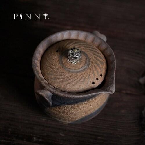 PINNY 200ML Japanese Style Pottery Hand Grab Pot Ceramic Retro Teapot Pigmented Kung Fu Tea Service