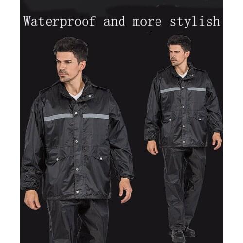 Thick Raincoat Suit Impermeable Men Hooded Motorcycle rain pants Motorcycle Rainwear Hiking Fishing reflective Rain Gear