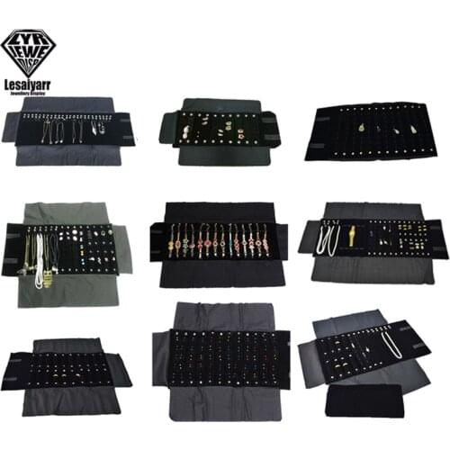 Portable Large Travel Jewelry Roll Bag Pendant Necklace Bracelet Chain Storage Carrying Case Watch Bangle Ring Earring Organizer