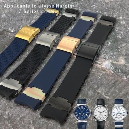 22mm Fit for Ulysse Nardin Silicone Rubber Watch Band DIVER 263 strap Black Brown Blue 25*12mm Waterproof belt watch Bracelets