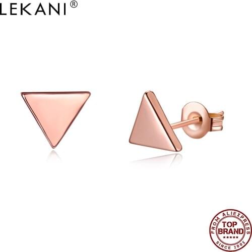LEKANI Western Style Geometric Triangle Stud Earrings For Women Rose Gold Color Earring Anniversary Girl Fashion Jewelry On Sale