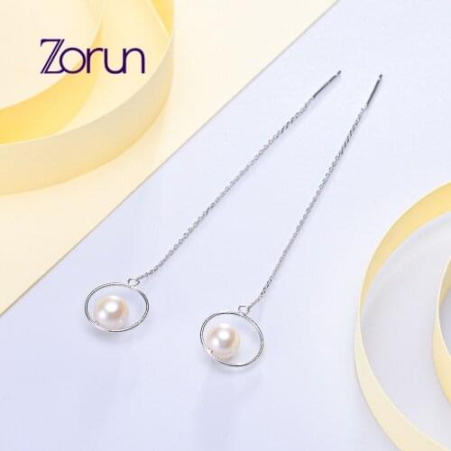Zorun Natural Freshwater White Pearl Earring Fine / Fashion Jewelry 7-8MM 925 Sterling Silver for Women New Design Good Sale