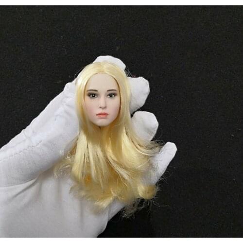 In Stock Collectible 1/6 Scale Pale Skin Female Head Sculpt Natalie Portman with Golden Hair Carved Model for 12" Figure Body