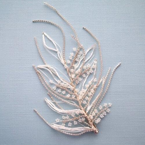 Fashion Rhinestone Wedding Crown Hair Clip Pearls Bridal Jewelry Hand wired Women Headpiece Party Prom Hair Oranment