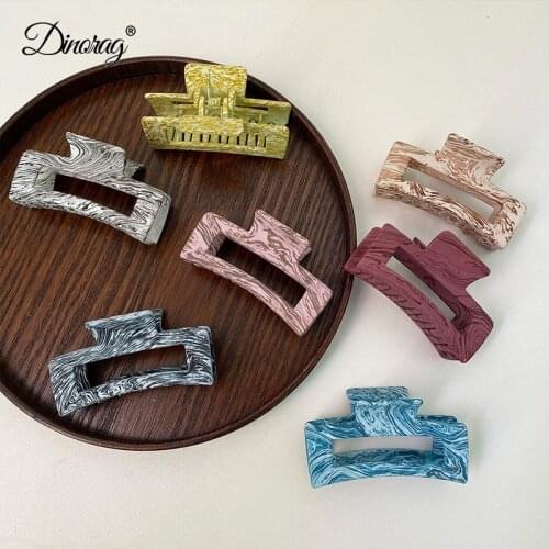 Simple Style Women Hair Claws Candy Color Geometric Hair Clips Vintage Texture Girls Hairpins Barrette Hair Accessories Styling