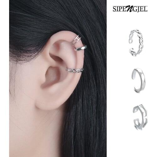 SIPENGJEL Smooth Metal Ear Cuff Clip Earrings for women Earcuffs fake Piercing earrigns Jewelry 2021