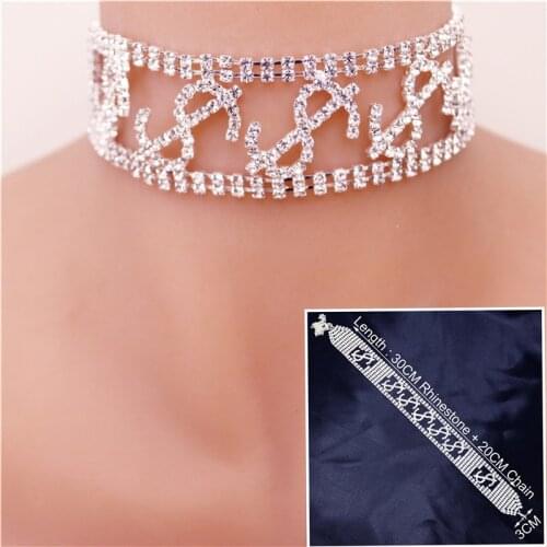 2021 Women Dollar Sign Necklace Pendant Necklace Female Rhinestone Shining Statement Crystal Charm Choker Necklace Women Jewelry