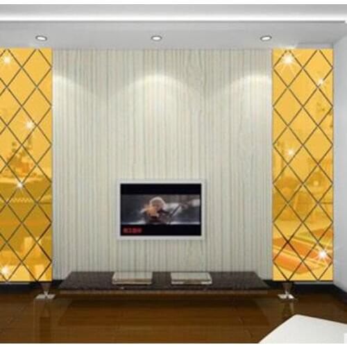Gold Silver Diamond Free Combination Acrylic Living Room Bedroom TV Sofa Background Wall Sticker Mirror Decoration Sticker