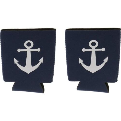 1 Pair Nautical Anchor Soda Beer Bottle Tin Can Cooler Chilling Sleeve Holder