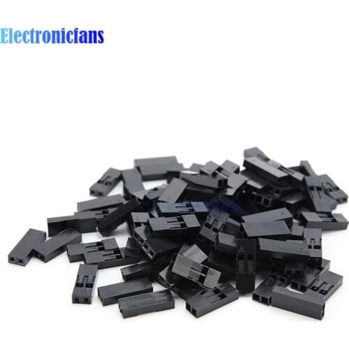 100Pcs 2.54mm 2P Pitch Dupont Jumper Wire Cable Housing Female Pin Contor