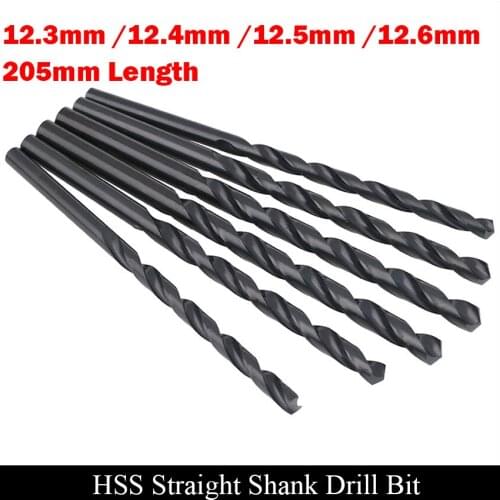 12.3mm 12.4mm 12.5mm 12.6mm 205mm Length Metal High Speed Steel HSS Fully Ground Black Finished Straight Shank Twist Drill Bit