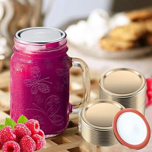 180pcs Mason Jar Canning Lids 70MM Reusable Wide Mouth Leak-Proof Secure Seal Silver Caps Canning Cover Kitchen Supplies