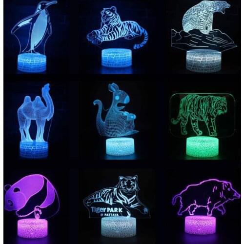 Animal World 3d lamp Lovely cartoon childrens toys Letter Light Childrens room decoration 3D nightlight