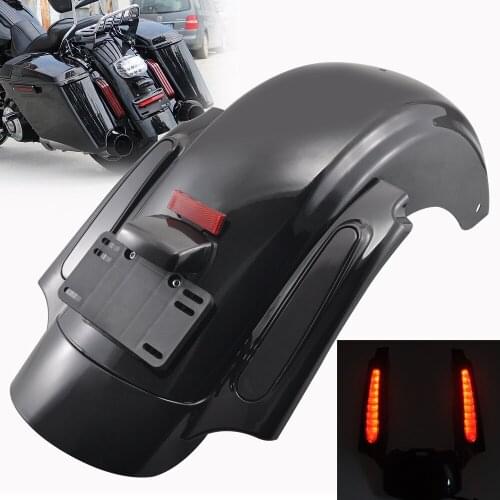 Black Motorcycle Rear Fender System Extension Fascia Set For Harley Touring CVO Road King Electra Glide Ultra Classic 2009-2013