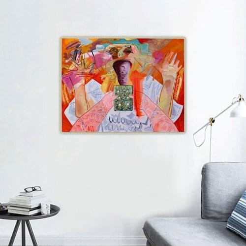 Citon Dana Schutz《Licking a Brick》Canvas Art Oil Painting Artwork Poster Picture Wall Hanging Decor Home Living Room Decoration