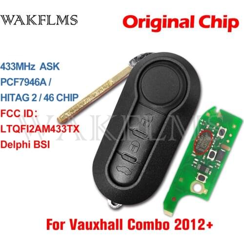 Remote Car Key Fob 433MHz For Vauxhall Combo 2012 2013 2014 2015 2016 2017 2018 2019 Delphi BSI LTQFI2AM433TX