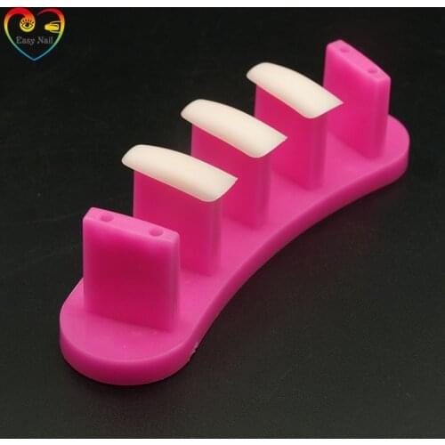 EasyNail 1Set New Arrival Pink Plastic Nail Art Salon Display Practice Stand Holder With 10 False Nail Films..quality