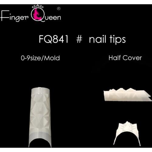 Finger Queen 100Pcs+Box Natural Uneven fake nails French half with fake nails Convex triangular shape