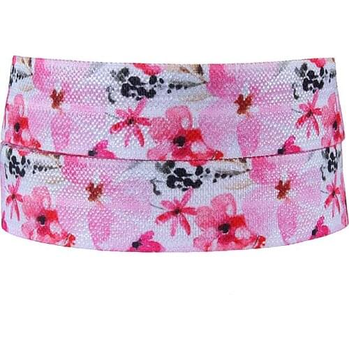 FLRA Elastic(100yards/lot) Beautiful watercolor flower fold over elastic