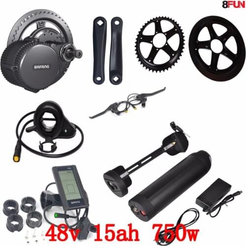 48V 750W BBS02B bafang mid drive electric motor kit + 48V 750W battery 48V 15AH use samsung cell electric bike battery