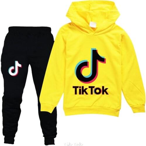 Girls Tik Tok Clothing Sets Children Fashion Hoodies And Pant Set Kids Clothing Spring Autumn Sports Suit Tracksuit