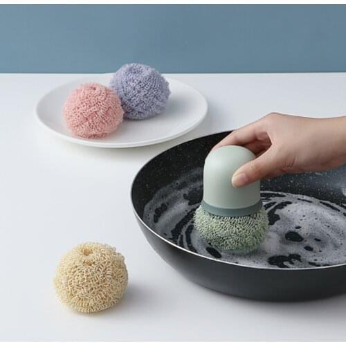 Kitchen with Handle Washing Pot Brush Kitchen Cleaning Brush Decontamination Cleaning Ball Pot Brush Kitchen Cleaning Tool