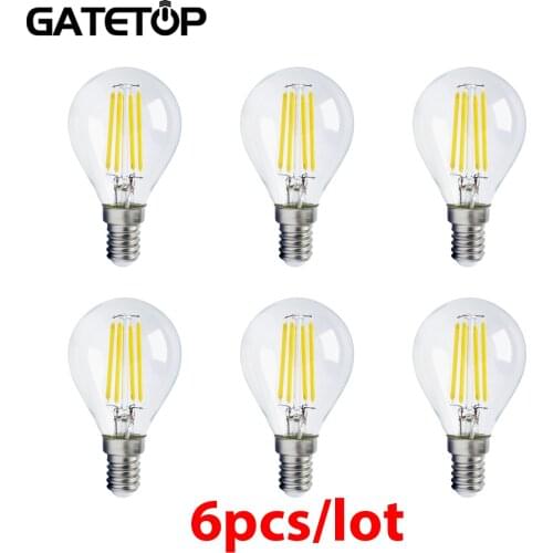 4W G45 Retro Edison Filament Bulb E14 Bombillas 220V Vintage Lamp 6pcs/lot 4000K Clear Glass Inner Decoration