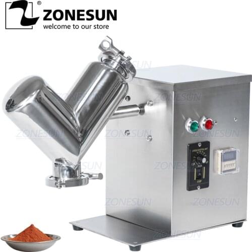 ZONESUN V2 Powder Mixing Machine Stainless Dry Powder Mixer Blender For Pills Candy Tablet Vitamin House Blending Machine