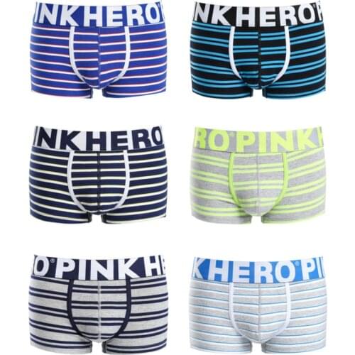 PINKHERO Fashion Underwear Cotton Men Boxer Shorts High Quality Men Panties Striped Male Underpants Comfortable So Cool