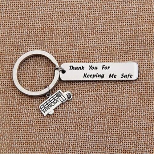 Thank You for Keeping Me Safe Bus Driver Keychain, Personalized Bus Driver Key Chains, Schoolbus Bus Drivers Appreciation Gifts