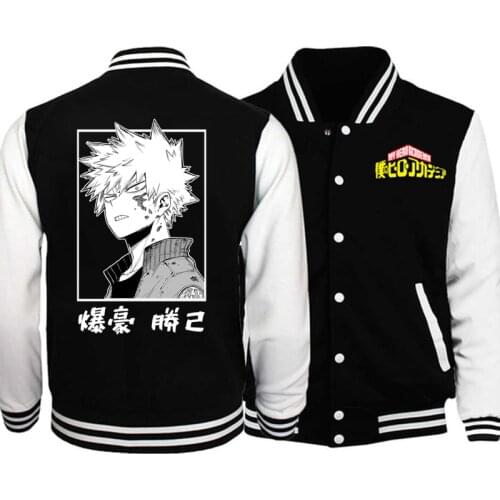 2021 Hot Sale Men Baseball Uniform Sportswear Autumn Bomber Jacket My Hero Academia Bakugou Katsuki Print Hip Hop Men Coats