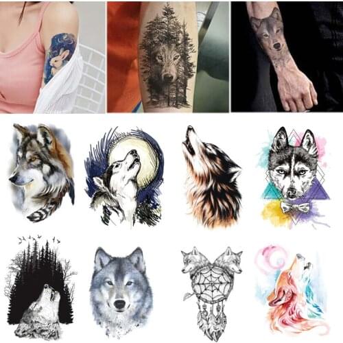 Sale 210*150mm Waterproof Temporary Tattoo stickers Arm Fake stickers Women Men Wolf Animal Tattoos Body Art personality