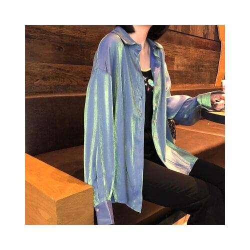 New come ! Transparent Laser Symphony Sunscreen Pocket Jersey Jacket Clear Jacket Iridescent Glossy Hologram Shirt Blouse