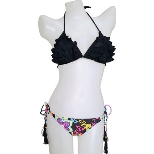 Wholesale Swimsuit Flower Top Female Swimwear Beach Women Bikini Set Tassel-Ties Floral Bottom Bathing Suits DK54