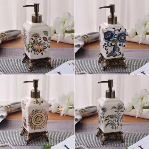 Creative American Ceramic Hand Sanitizer Bottle Bathroom Lotion Bottle Shampoo Shower Gel Bottling Liquid Soap Dispenser