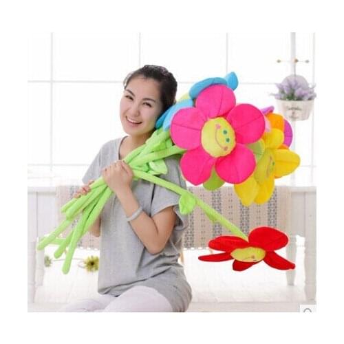 About 75cm sunflowers plush toy colourful cartoon flowers ,Curtain buckle, one set/ 16 pieces toys gift,t6985