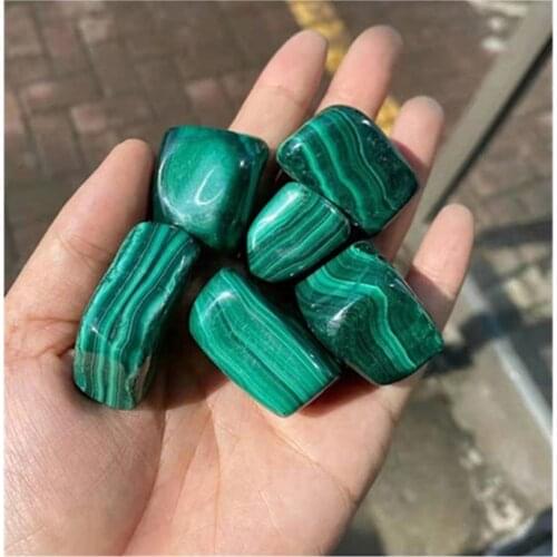 Polished crystal gemstone natural quartz crystal green malachite tumbled stones for home decoration