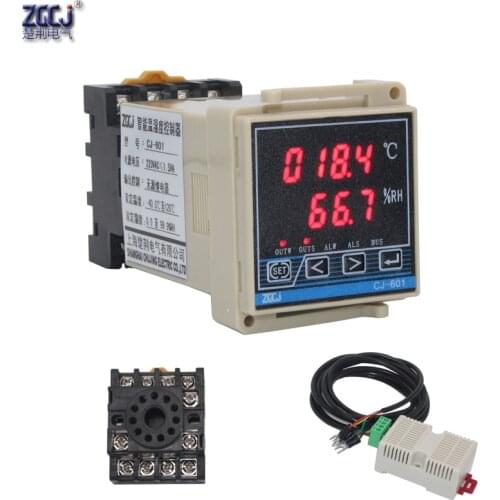 Din temperature and humidity controller alrm output, RS485 function digital Din Hygrometer & thermostat switch with sensor