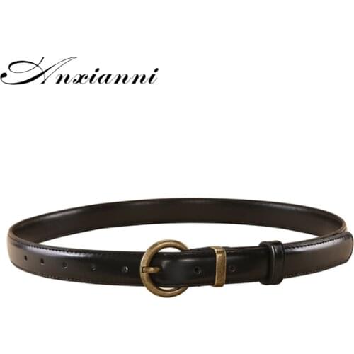 Classic buckle belt women buckle side wild belt women fashion simple casual antique gold buckle PU belt jeans