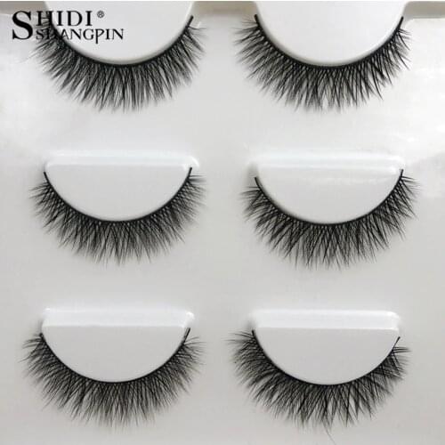 SHIDISHANGPIN 1 box mink eyelashes natural long 3d mink lashes short Cross Messy false eyelash 8mm 3 pairs mink eyelashes X05