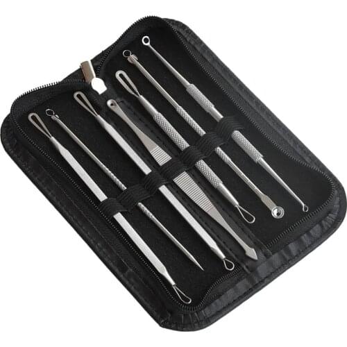 7Pcs Stainless Steel Pimple Pins Blackhead Whitehead Pimple Spot Comedone Extractor Remover Popper Tool Face Care