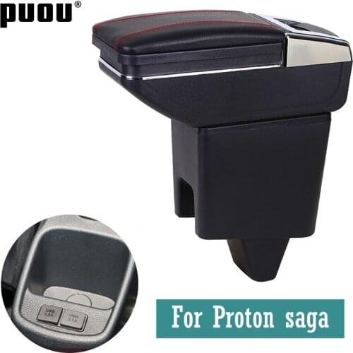 Rotatable Car Armrest For Proton saga Dual layer Large space Central Store content box with cup holder ashtray USB interface mod