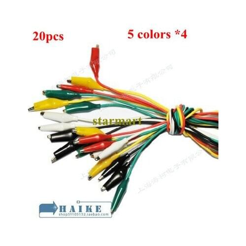 20pcs/lot 5 colors 4pcs/each 50cm Test Lead Set Alligator Clips To Crocodile Type Connector With Wire Free shipping