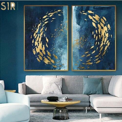 The Goldfish Went Down The River Abstract Oil Painting on Canvas for Living Room Hom Decor Pictures Wall Art Paintings Wall Art
