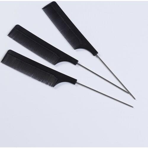 1PC Fine-tooth Metal Pin Hairdressing Hair Styling Rat Tail Comb Black Plastic Fine-tooth Hair Comb Beauty Tools New